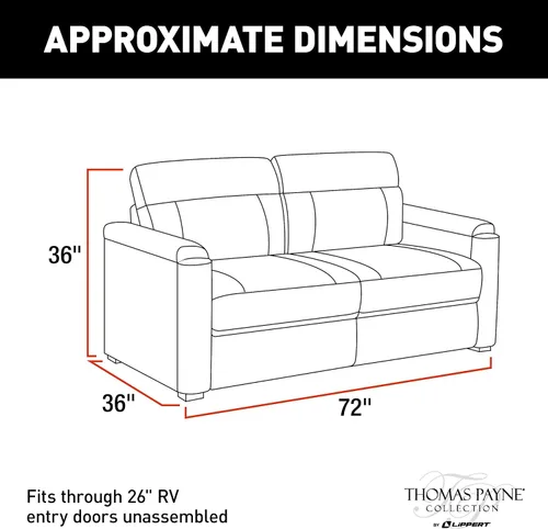 Vista 3 de Thomas Payne Sofá Altoona RV de 72 pulgadas con tela de polietileno, conversión de sofá a cama, respaldo extraíble, fácil instalación para remolques