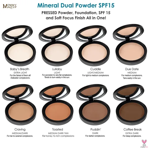 Vista 6 de Mineral Dual Powder - Base mineral prensada 4 en 1 con SPF 15 para un brillo impecable, sin aceite, sin talco, sin gluten, 0.45 onzas