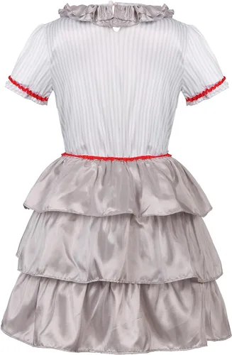 Vista 4 de jiobabe Disfraz de payaso de Halloween para niñas, disfraz de película de miedo para cosplay