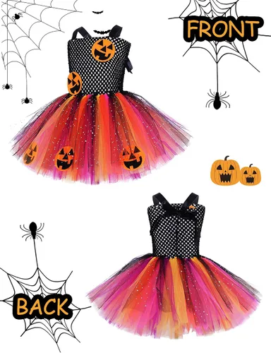 Vista 6 de Conjunto de disfraz de Halloween para niñas y niñas, disfraz de bruja para fiesta de disfraces