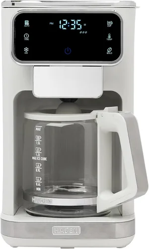 Vista 10 de Haden Cafetera caliente y helada de 12 tazas con 120 minutos para mantener el calor, retrasar la preparación, fuerza ajustable, reloj programable