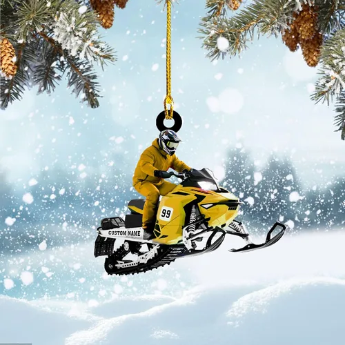 Vista 4 de Zapatos de motos de nieve personalizados personalizados adorno de Navidad de acrílico para amantes de motos de nieve (SM 1)
