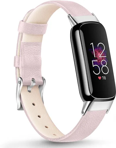 Vista 9 de Vancle Correa de cuero compatible con Fitbit Luxe, correa de cuero delgada ajustable para mujeres y hombres