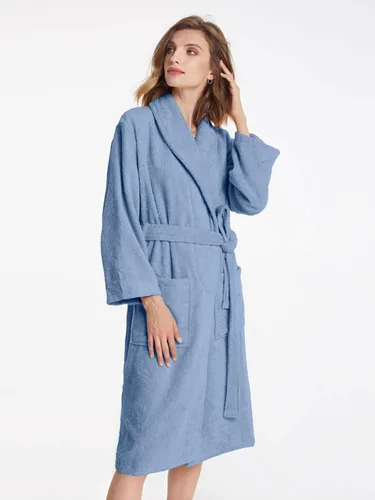 Vista 4 de SIORO Batas de tela de rizo para mujer, bata de baño de algodón suave, bata de ducha larga, cuello de chal, ropa de descanso, S-XL