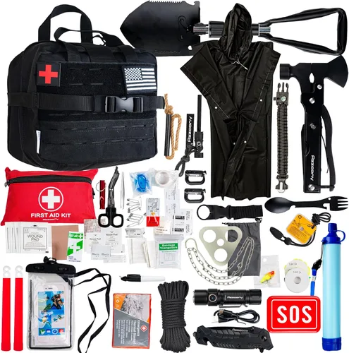 Vista 8 de Emergency Survival Kit with First Aid Gears and Supplies - EDC Go Bugout Bag - Get Home Backpack for Camping Outdoor - Tactical Military Molle Pouch