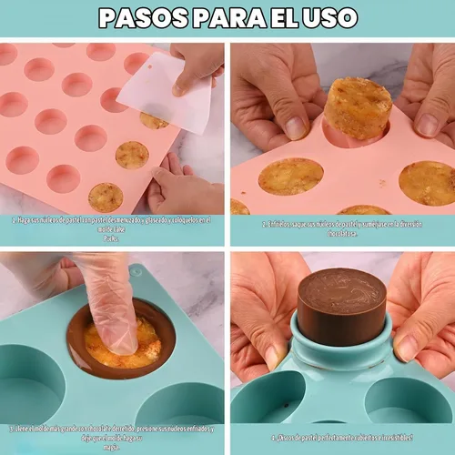 Vista 5 de Actvty Juego de Moldes para Puck de Pastel, Moldes de Silicona para Pasteles Cubiertos de Chocolate, Moldes Redondos para Cake Pops de 24 Cavidades