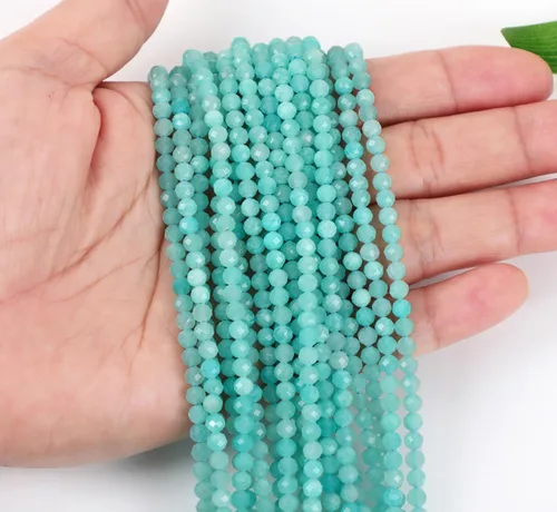 Vista 3 de AD Beads Cuentas naturales de piedras preciosas con corte de diamante micro facetado de 4 mm pequeñas y redondas para hacer collares y pulseras DIY