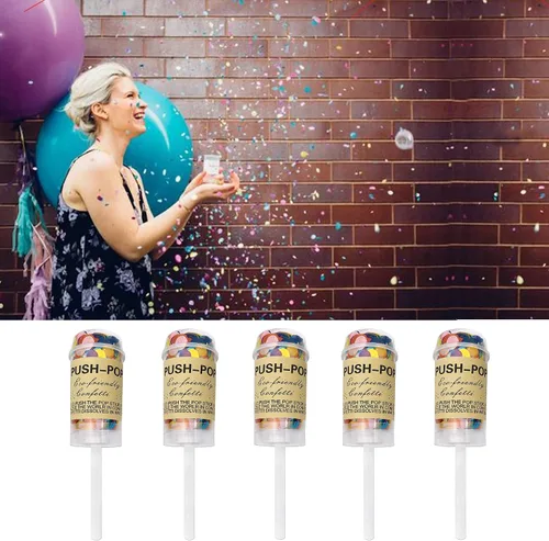 Vista 4 de 5 PCS Tubos de Confeti Push Pop Contenedores Coloridos Esparcidores de Confeti de Papel para Graduación Boda Baby Shower Navidad Año Nuevo
