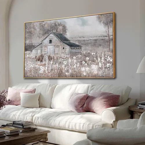 Vista 14 de SDYA Lienzo decorativo de paisaje para pared, impresiones fotográficas de animales, blanco y marrón, decoración para colgar en la pared, 24 x 48