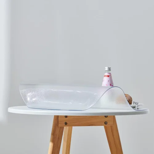 Vista 4 de Protector de mesa redondo esmerilado de 12 pulgadas, protector de escritorio de plástico de 1.5mm de grosor, protector de mesa redondo impermeable