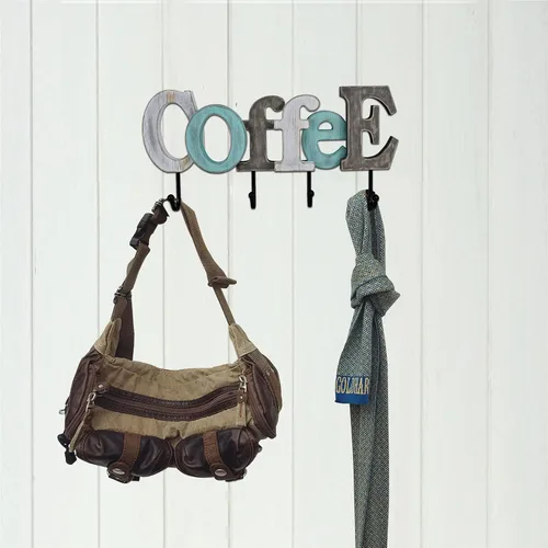 Vista 5 de Letrero de madera para café, gancho de pared, soporte decorativo para taza de café, letrero de letras en bloque Rustic Home Decor Hanging Wood