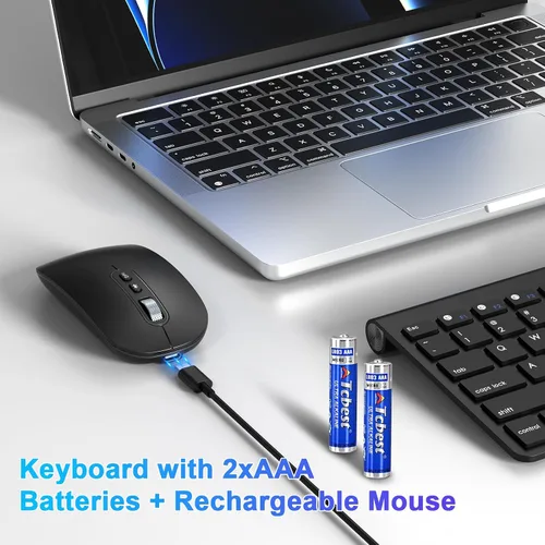 Vista 5 de cimetech Teclado y mouse Bluetooth para Mac, combo de teclado y mouse ultra delgado, teclado y mouse inalámbricos para Mac, MacBook ProAir, Mac