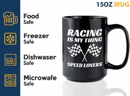 Vista 3 de Taza de café Racer de 15 onzas, color negro, Racing Is My Thing, Fuel Speed Racer Car Guys Circuit Automotriz Racing Boy Regalos para él, papá