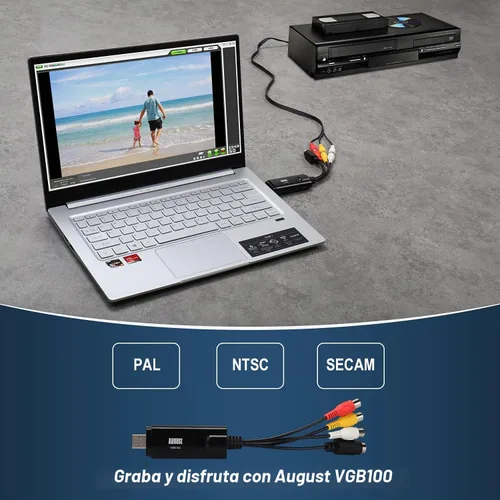 Vista 6 de August VGB100 - Tarjeta de captura de video USB externa - Cable de transferencia de video S/compuesto a USB - Cable de captura para Windows 11/10