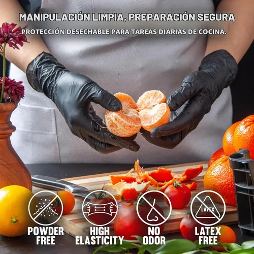 Vista 4 de L3 Guantes de Nitrilo Nivel 3 - Guantes Desechables Profesionales de Servicio Pesado - Sin Látex - Ajuste Ceñido - Caja de 100