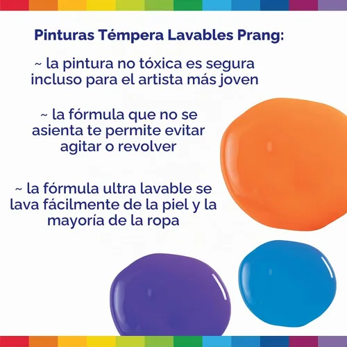 Vista 5 de Prang Pintura de témpera lavable, colores surtidos, 16 onzas, 12