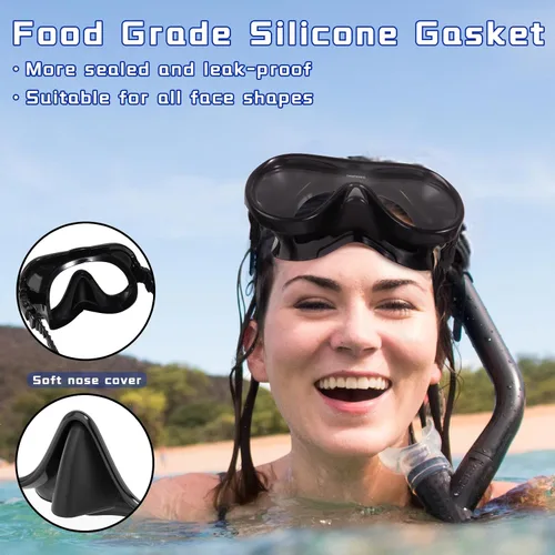 Vista 5 de Keary Gafas de natación para adultos con cubierta para la nariz, gafas de natación para hombres, mujeres, jóvenes, buceo, piscina, gafas de agua