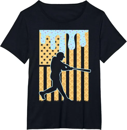 Vista 75 de Camiseta de béisbol Drip Boys Dripping Ice Cream Baseball American Flag, Negro -, Pequeña