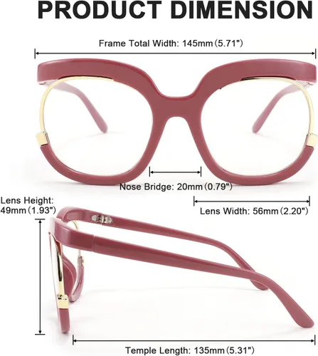 Vista 6 de FEISEDY Gafas ovaladas retro de gran tamaño, sin receta, marco elegante para mujeres B4090