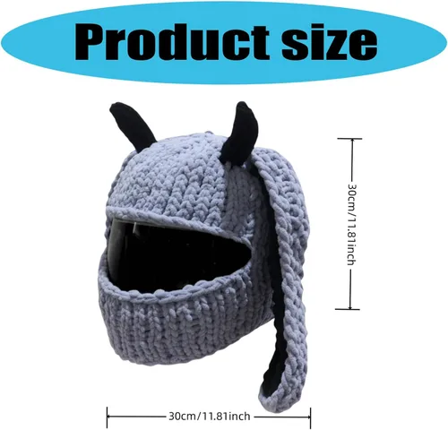 Vista 5 de Beanie, Fundas para cascos de motocicleta, divertidos conejos, orejas de felpa, cubiertas protectoras de cara completa para paseos divertidos