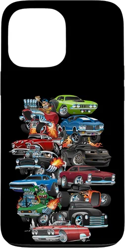 Vista 23 de Funda para iPhone 13 Hotrods, autos clásicos, coches musculosos y carros de carreras