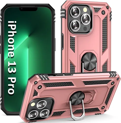Vista 27 de ADDIT Funda para iPhone 13 Mini iPhone 13 Mini, con soporte de anillo, soporte magnético para automóvil, grado militar, resistente, para iPhone 13