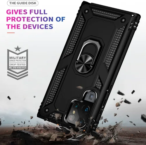Vista 6 de STARSHOP Funda compatible con Samsung Galaxy S22 Ultra, de grado militar, a prueba de golpes, de doble capa protectora con anillo de metal giratorio