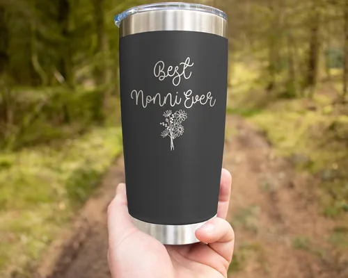 Vista 3 de Best Nonni Ever - Taza floral Nonni - Taza Nonni - Regalo para Nonni - Regalo para el Día de la Madre - Taza de café Nonni - Vaso de acero