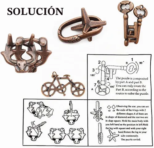 Vista 6 de MHY Rompecabezas Mentales de Metal Jumbo para Adultos - Paquete de 4 Juegos Mentales 3D Desafiantes con Estuche Portátil Juguetes de Lógica
