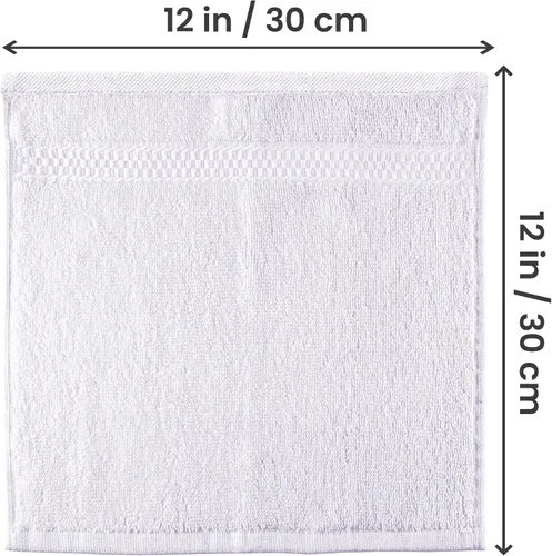 Vista 2 de Paños Utopia Luxury de 100% algodón ringspun y de cuidado fácil para máxima suavidad y absorción. Paquete de 12 (13 in x 13 in)