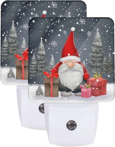 Vista 10 de Paquete de 2 luces LED de Navidad con gnomo de nieve, luces nocturnas de emergencia con sensor automático, juego de 2 para dormitorio, baño