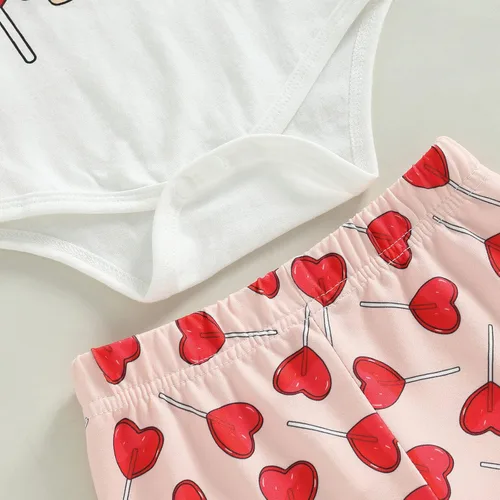 Vista 39 de FIOMVA Conjunto de ropa de 3 piezas con estampado de corazón para bebé recién nacida, para el día de San Valentín