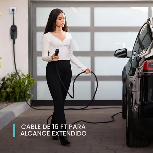 Vista 7 de Lectron Cargador Tesla de Nivel 1 (WiFi) con Control de Aplicación – 12 Amperios, 120V, Enchufe NEMA 5-15, Cable de Extensión de 16 pies, Conector
