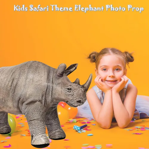 Vista 6 de Jet Creations an-Rhino - Animal inflable de rinoceronte blanco de 36.0 in, decoración de fiesta, accesorio de fotos de animales de peluche