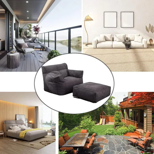 Vista 4 de Sofa Lazy Sack - Puf gigante para adultos (sin relleno), tumbona perezosa, tatami, ultra suave, funda para silla, muebles de sala de estar, asiento