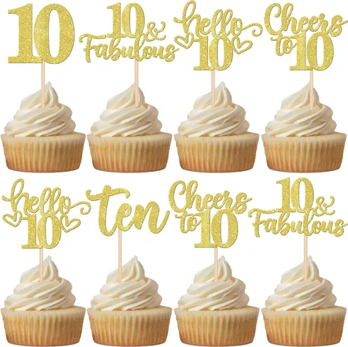 Vista 97 de 30 piezas de adornos para cupcakes de 12 cumpleaños feliz, brillantes doce, hola 12, felicitaciones a 12 años, adornos para cupcakes, 12