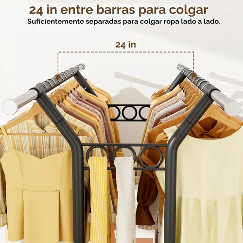 Vista 3 de HYSEYY Perchero de ropa resistente, perchero con estantes de carga de 620 libras, perchero de doble barra para colgar ropa, perchero portátil