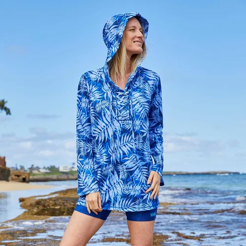 Vista 3 de UV SKINZ Cubierta de playa UPF 50+ con capucha para mujer, tela bloqueadora solar