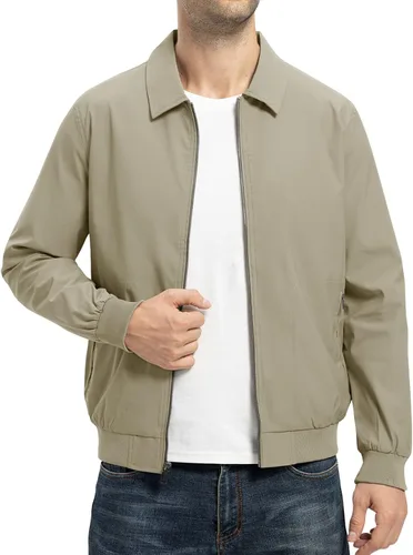 Vista 11 de TBMPOY Chaquetas ligeras para hombre, estilo casual, rompevientos, para hombre, chaqueta ligera de pista, cuello de tendido, abrigos de golf de otoño
