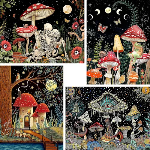Vista 10 de VeGuude Pintura por números para adultos y niños principiantes, paquete de 6 kits de pintura por números de «La noche estrellada» de Van Gogh