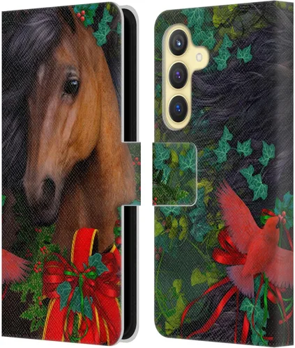 Vista 379 de Head Case Designs Officially Licensed Laurie Prindle A Morgan Christmas Western Stallion Leather Wallet Case Compatible with Samsung Galaxy A07 4G