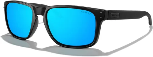 Vista 12 de Gafas de sol polarizadas deportivas para hombre, gafas de sol de marco flexible para pesca deportiva masculina Marco negro/lente negra/metal plateado