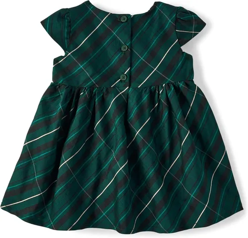 Vista 3 de The Children's Place Vestidos elegantes de manga corta para bebés y recién nacidos Cuadros verde balt