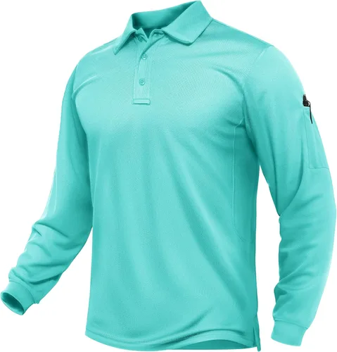 Vista 33 de TACVASEN - Camisas polo de manga larga para hombre de secado rápido, tácticas, para golf, con cuello, ligeras, transpirables, que absorben