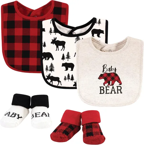 Vista 203 de Hudson Baby Conjunto de babero y calcetines unisex de algodón para bebé