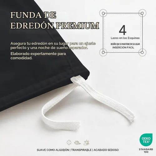 Vista 5 de ROYALE LINENS Funda de edredón negra tamaño individual – Fundas de edredón de 2 piezas – Cierre de cremallera – 1 funda de edredón individual de 68
