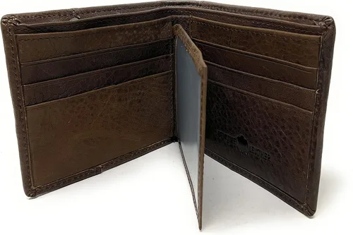 Vista 4 de Western - Cartera corta plegable de cuero de vaca para hombre, con múltiples emblemas (Rodeo), Rodeo, Cartera plegable