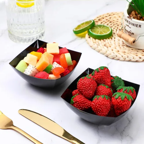 Vista 7 de Sliner 100 Piezas Cuencos de Plástico Cuadrados 8 oz Cuencos de Servir de Plástico Desechables Contenedores de Chips para Fiestas, Contenedores