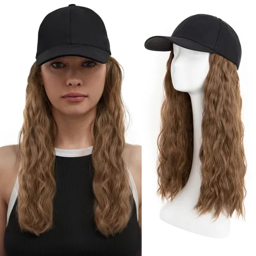Vista 19 de S-noilite Peluca de gorra de béisbol con extensiones de cabello, 8 pulgadas, corta, rizada, ondulada, estilo Bob, peinado, ajustable, con cabello