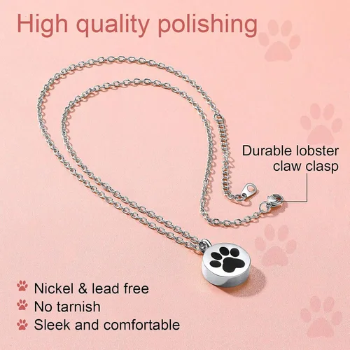 Vista 89 de FindChic Collares personalizados con urna para cenizas, barra vertical, gato, luna, reloj de arena, garra de perro, acero inoxidable, chapado en oro